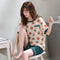 Summer Pajamas Women Short Sleeve Shorts Cotton Korean Loungewear Cartoon Thin Outdoor Sets Sleepwear