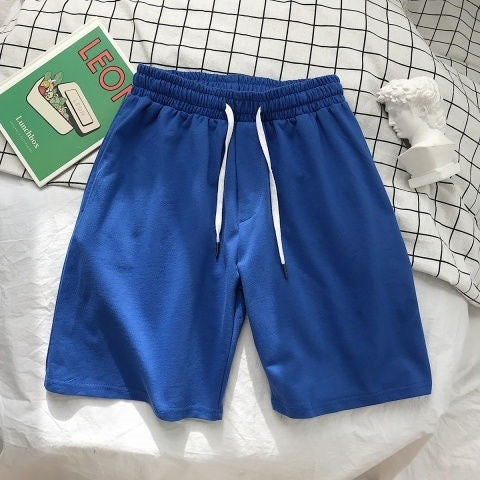 Running Shorts Men Summer Japanese Solid Colored Minimalist Thin Women Couple Loose Mid-Length Beach Pants Shorts
