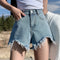 Img 4 - All-Matching Blue Denim Shorts Women Summer Korean Tall Look Slim Look Loose Pants A-Line Student Hot Trendy