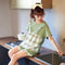 Summer Pajamas Women Short Sleeve Shorts Cotton Korean Loungewear Cartoon Thin Outdoor Sets Sleepwear