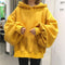 Women ULZZANG College Hooded Lantern Sleeve Sweatshirt Korean Harajuku BF Loose Tops Outerwear