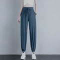 Img 11 -Sport Pants Women Daisy Ice Silk Lantern Loose Jogger Embroidered Flower Casual Drape Anti Mosquito Cool Pants