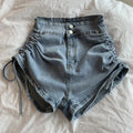 IMG 117 of Sexy Design Fold Drawstring Denim Shorts Women Summer Thin High Waist Slim Look All-Matching A-Line Hot Pants Shorts