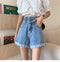 IMG 106 of Denim Pants Shorts Women Summer High Waist Slim Look Wide Leg A-Line Straight Loose insPants Shorts