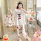 Pajamas Three-Piece Women Summer Sets Loose Short Sleeve Shorts Long Pants Plus Size Cartoon Korean Loungewear Sleepwear