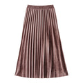 Img 5 - Gold Skirt Women Pleated A-Line High Waist Mid-Length Slim Look Elegant Flare Skirt