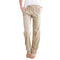 Women Solid Colored Cotton Blend Loose Drawstring Wide Leg Casual Long Pants