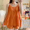 Strap Pajamas Women Summer Casual Shorts Two-Piece Sets Loungewear Sleeveless Cotton Adorable Orange Red Sleepwear