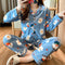 Popular Streaming Pajamas Women Lapel Cotton Long Sleeved Trendy Western Cardigan Loungewear Sets Sleepwear