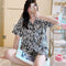 Pajamas Women Summer Silk Thin Short Sleeve Gold Printed Adorable Loungewear Sets Sleepwear