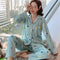 Streaming Popular Casual Pajamas Women Cardigan Sleeve Length Pants Europe Loungewear Sets Sleepwear