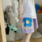 Img 3 - Casual Pants Women Summer Cotton Breathable Printed Trendy Bermuda Shorts Korean High Waist Wide-legged