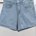 IMG 124 of Summer Korean High Waist Straight Denim Shorts Women Loose Slim Look A-Line Hot Pants Shorts