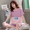 Summer Pajamas Women Short Sleeve Shorts Cotton Korean Loungewear Cartoon Thin Outdoor Sets Sleepwear