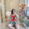 IMG 121 of Summer Pajamas Women Silk Korean Strap Cartoon Adorable Casual Loungewear Sets Sleepwear