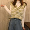 Korean Vintage Hong Kong V-Neck Loose Sleeveless Sweater Vest Tank Top Women Tops Outerwear
