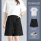 Img 7 - Suits Shorts Women Summer Loose Casual High Waist A-Line Drape Suit Pants Wide Leg Thin Straight Bermuda