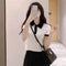 Img 6 - Elegant Sets Women Korean High Waist Suit Pants Drape Straight Long Lapel Slim Look Short Tops Two-Piece