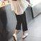 Img 3 - Summer Korean Three Quarter Suit Pants Women Cozy Breathable Wide Leg Outdoor High Waist Slim Look Straight Casual