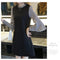 Img 4 - Korean Plus Size Trendy Striped Spliced Lotus Sleeve Elegant Mid-Length False Two-Piece Dress