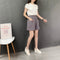 Img 3 - Cotton Blend Women Summer Korean Loose Slim-Look High Waist Outdoor Student Beach Sporty Plus Size Wide Leg Pants Shorts
