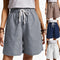 Img 1 - Summer Cotton Blend Elastic Waist Wide Leg Pants Pocket Loose Women Casual Shorts