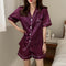 M-XLPlus Size Plus Summer Short Sleeve Silk Solid Colored Cardigan Lapel Replica Loungewear Sets Sleepwear