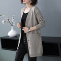 Img 2 - Plus Size Cardigan Sweater Women Mid-Length Loose All-Matching Matching Knitted