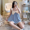 Img 1 - Pajamas Women Summer Silk Short Sleeve Shorts Adorable Strap Thin Princess Loungewear Sets