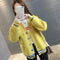 Student Korean Pocket Sweater Women Loose V-Neck Long Sleeved Matching Knitted Cardigan Outerwear