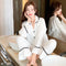 Pajamas Women Korean Student Plaid Silk Outdoor Cardigan Long Sleeved Sets Loungewear Sleepwear