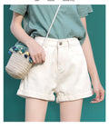 IMG 119 of White Denim Shorts Women Loose insRipped A-Line High Waist Wide Leg Hot Pants Summer Slim Look Outdoor Shorts