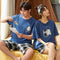 Summer Couple Pajamas Cotton Short Sleeve Shorts Men Cartoon Women Loungewear Sets Sleepwear