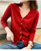 IMG 136 of Undershirt V-Neck Cardigan Short Matching Sweater Women Loose Long Sleeved Knitted Thin Outerwear