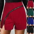 Img 1 - Europe Casual Women Solid Colored Personality Zipper Splitted Shorts