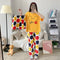 Pajamas Three-Piece Women Summer Sets Loose Short Sleeve Shorts Long Pants Plus Size Cartoon Korean Loungewear Sleepwear