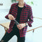 Img 6 - Men Long Sleeved Shirt Teens Trendy Chequered Korean Slim Look All-Matching Men Shirt