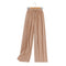 Img 5 - Summer Wide Leg Culottes Korean High Waist Loose Thin Ice Silk Drape Straight Casual Women Pants