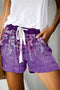 Summer Europe Women Printed Lace Casual Wide Leg Shorts