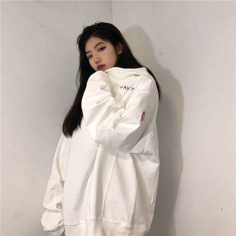 IMG 108 of Sweatshirt Women Korean Thin Loose Hooded oversizeTrendy Niche Tops Outerwear
