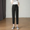 Img 6 - Suit Pants Women Thin Loose Black Harem High Waist Slim Look Petite Three Quarter Straight Casual