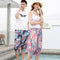 Img 3 - Unisex Men Women Korean Vintage Trendy Wide Leg Pants Couple Three Quarter Casual Loose Cotton Women Beach Beachwear