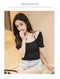 IMG 107 of Summer Short Sleeve T-Shirt Women insTops Sexy Tube Bow Puff Sleeves Slim Look Niche Trendy T-Shirt