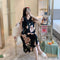 Summer Women Pajamas Cotton Cartoon Printed Short Sleeve Pyjamas INS Plus Size Loose Loungewear Sleepwear