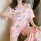 Summer Short Sleeve Pajamas Women Adorable Sweet Look Cartoon Plus Size Loungewear Sets Sleepwear