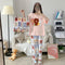 Pajamas Three-Piece Women Summer Sets Loose Short Sleeve Shorts Long Pants Plus Size Cartoon Korean Loungewear Sleepwear