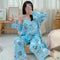 Pyjamas Summer Women Cotton Thin Pajamas Sleeve Length Pants Strap Three-Piece Loungewear Sleepwear