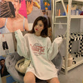 IMG 116 of Thin BFLoose Mid-Length Student Long Sleeved Sweatshirt Women Alphabets Printed Tops Outerwear