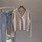 IMG 114 of All-Matching Short Matching Loose Popular Long Sleeved V-Neck Sweater Cardigan Tops Women Outerwear