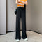 Img 4 - Summer Thin Women Ice Silk Long Pants Korean High Waist Loose Slim Look Splitted Straight Wide Leg Casual
